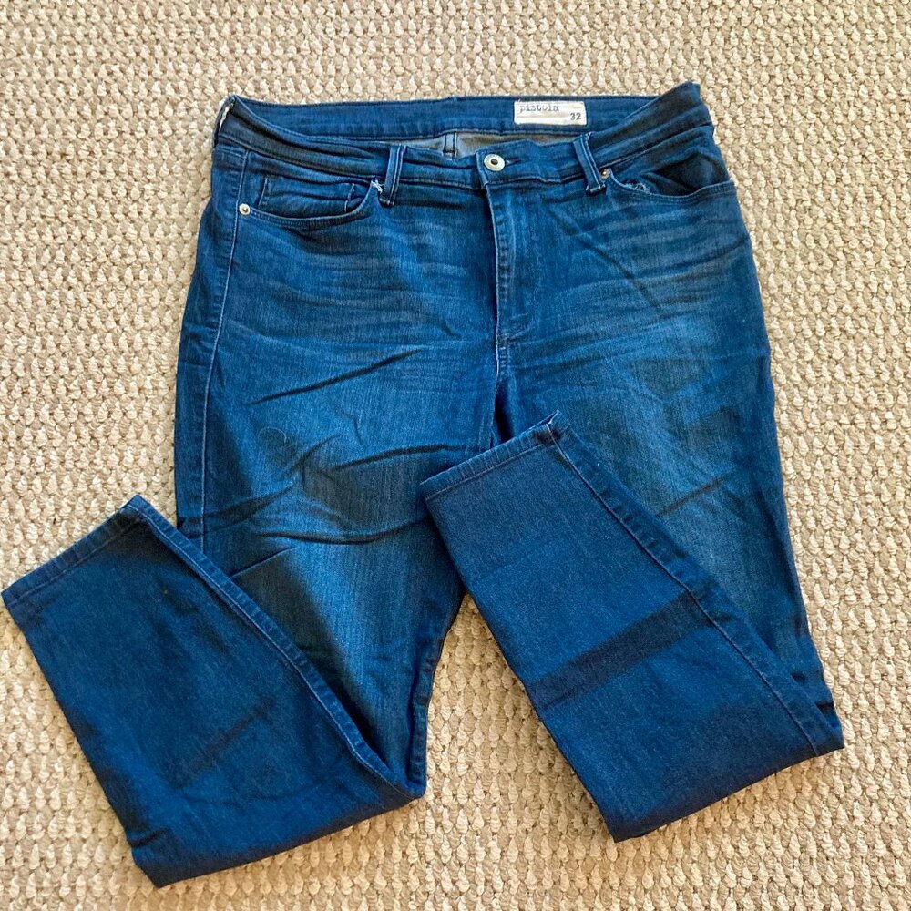 Pistola Womens Ankle Skinny Jeans Button-Fly Mid Rise Pockets Size 32 Blue